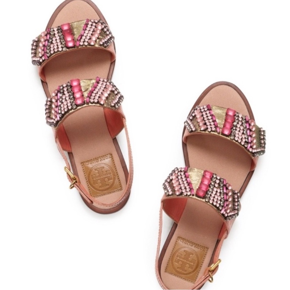 Tory Burch Pink Beaded Sandals